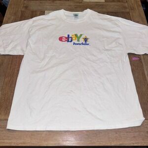 eBay PowerSeller T-Shirt Mens 2XL White Excellent Vintage Y2K Logo Tee